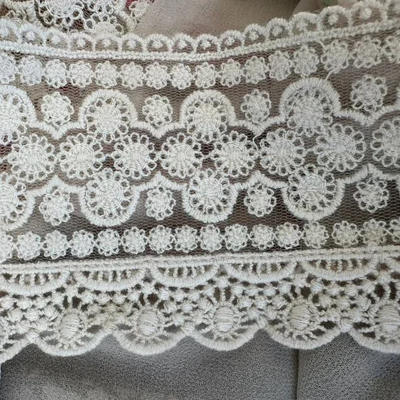 Cabi Whisper Gauze Tank Top Size XS floral and stripe design with Crochet BOHO - Picture 5 of 8